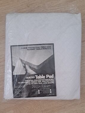 Quilted Table Pad - White #TP - 2  52 × 90 Polyester Backin
